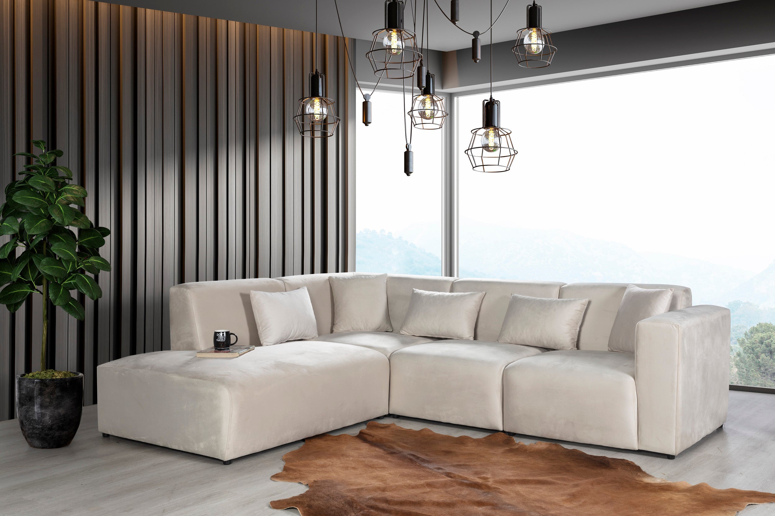 Canapé velours blanc cassé 0G1A3382_1 Oonamobilier