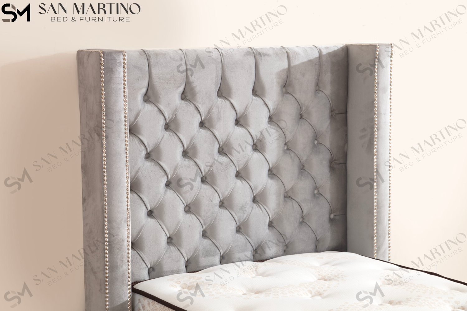 Lit coffre enfant velours gris 109 Oonamobilier