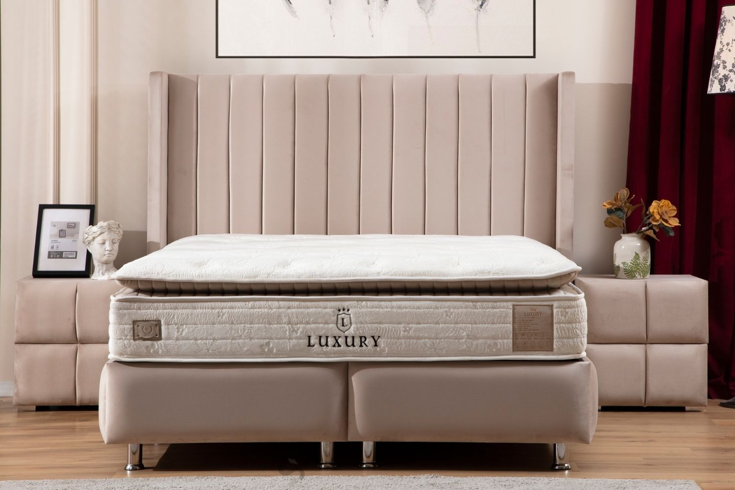 Lit coffre velours beige 135_58d21882-51c1-460c-ac1e-55ab1abcf0d5 Oonamobilier