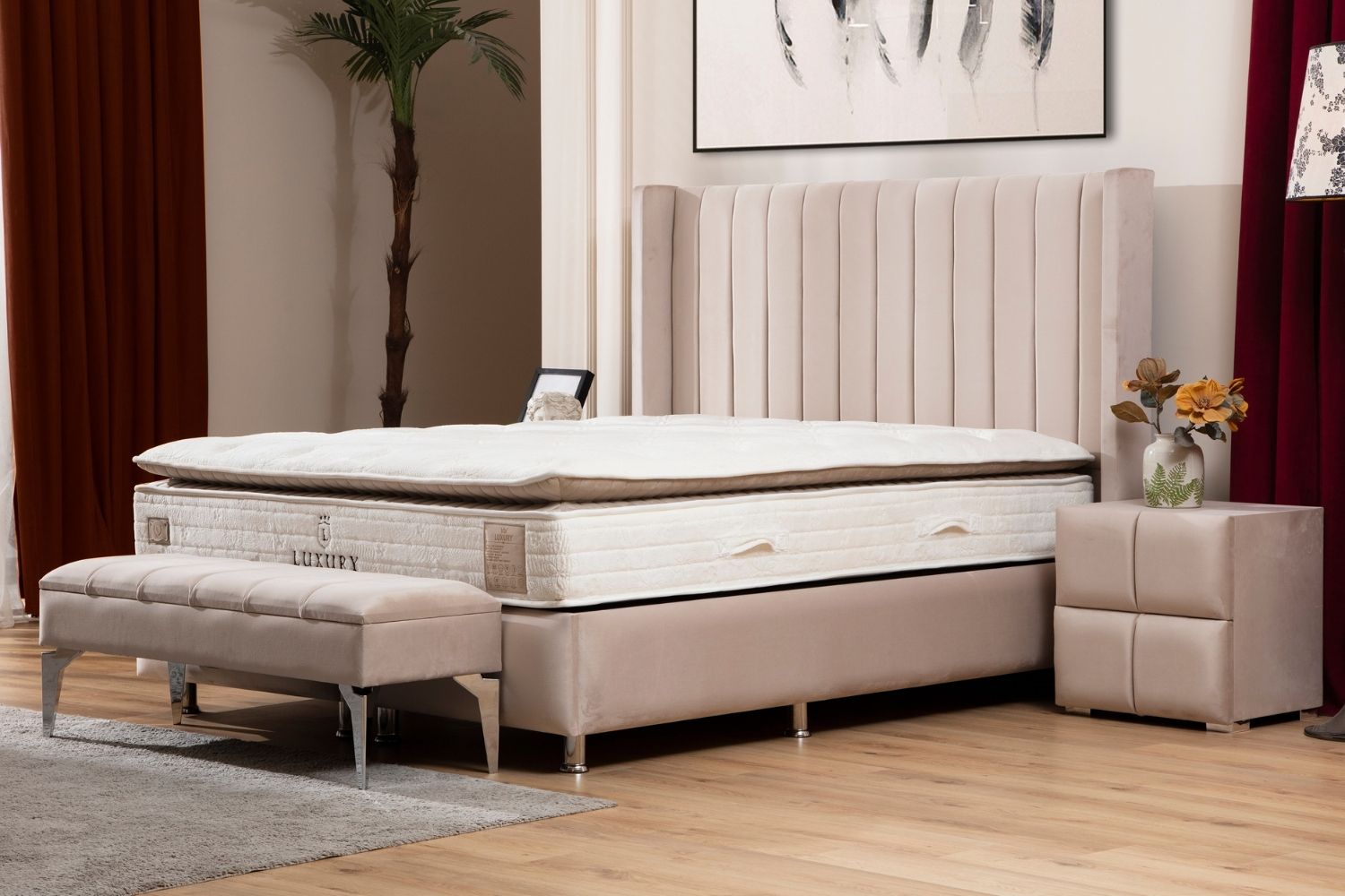 Lit coffre velours beige 137_e27195ae-083e-4c6d-b7b3-73be4d55ab24 Oonamobilier