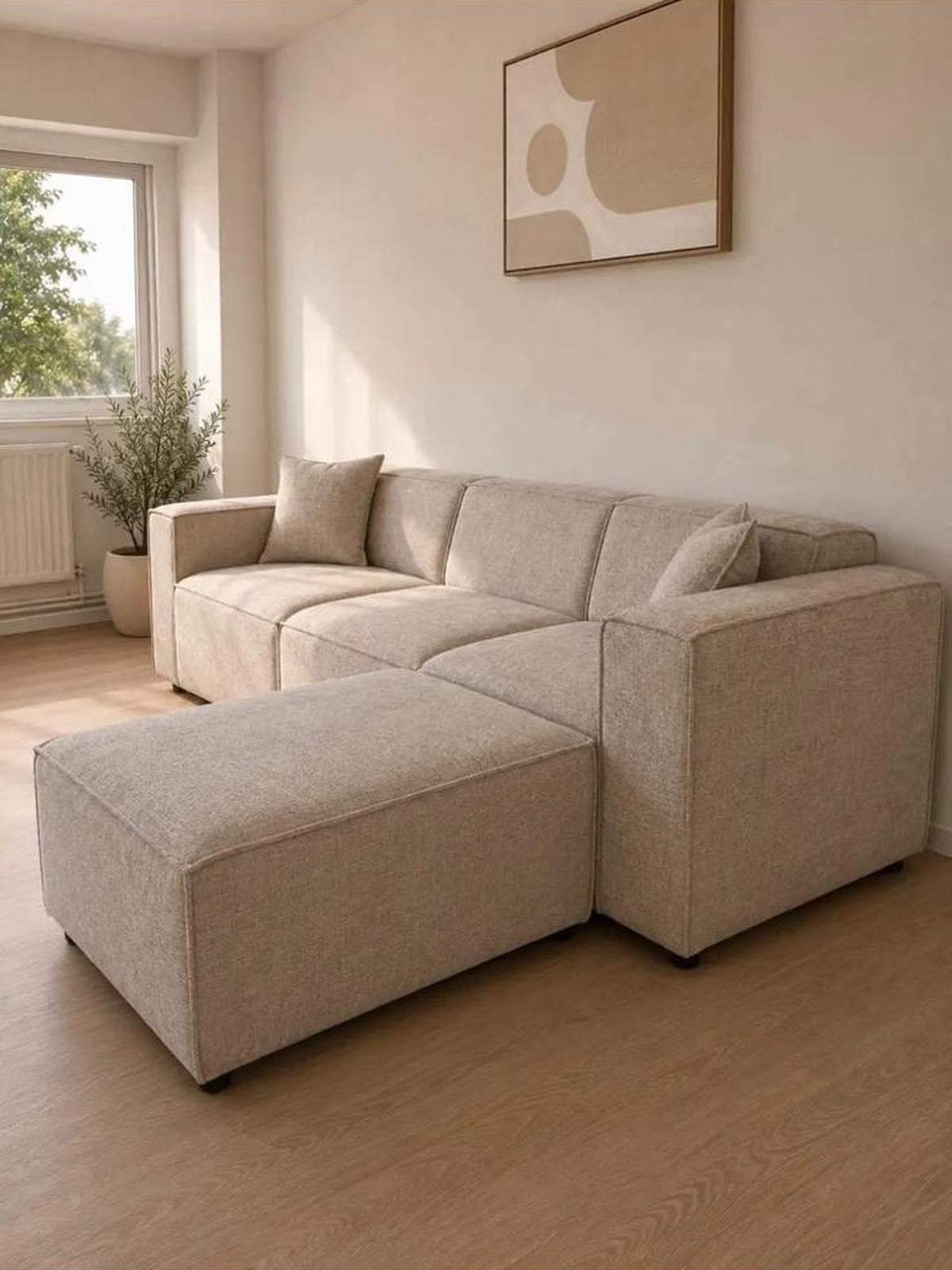 Canapé modulable Elio 3 places avec pouf – Tissu chiné beige Canapés 4-canape-modulable-emma-beige-angle_4d6b9e6e-660b-46f2-9127-3cee312f3aad Oona Mobilier