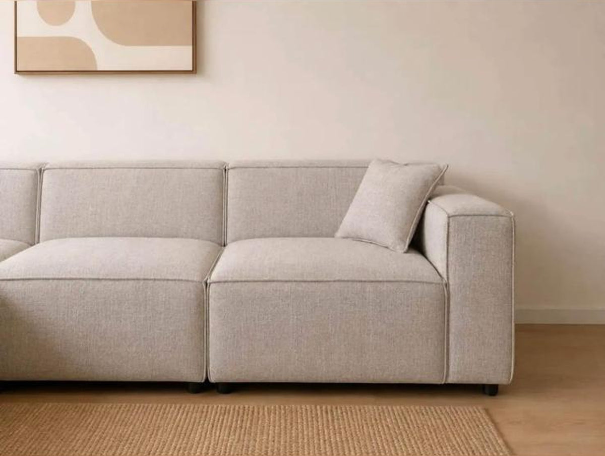Canapé modulable Elio 3 places avec pouf – Tissu chiné beige Canapés 5-canape-modulable-emma-beige-detail-assise Oona Mobilier