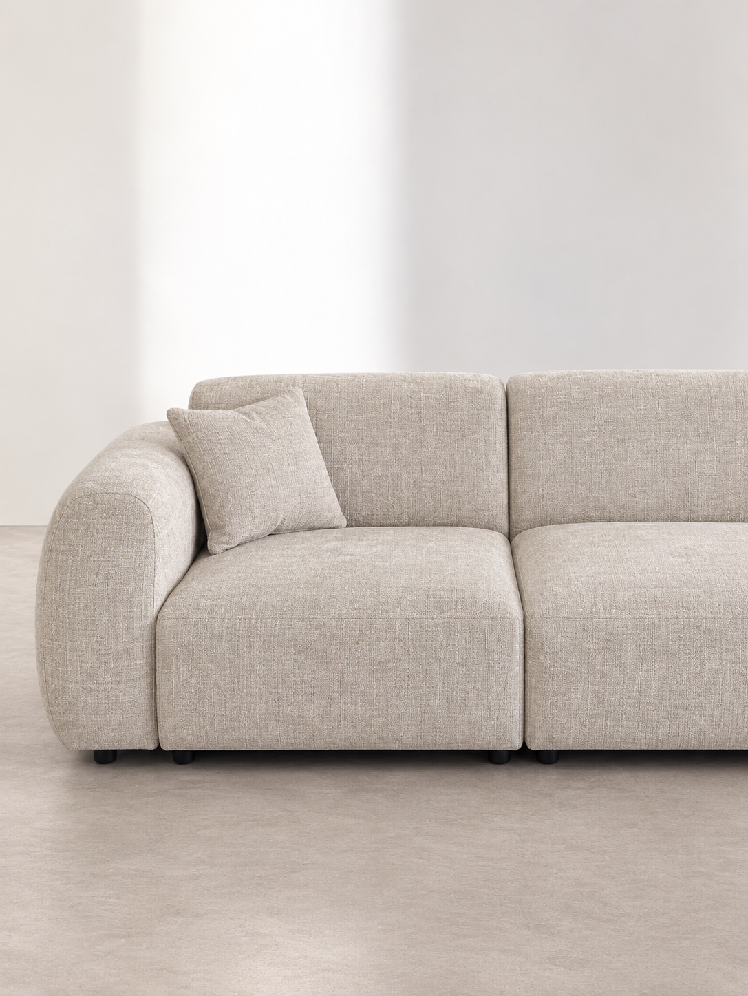 Canapé d'angle DUNE – 4 places, tissu chiné beige Marbella Canapés 61393AB3-4F1F-4836-915D-94284B7B89EB Oona Mobilier