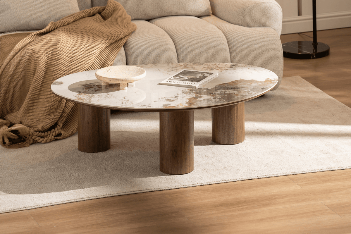 Table basse plateau céramique & pieds bois Table basse 75 Oona mobilier