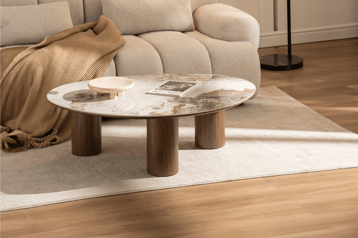 Table basse plateau céramique & pieds bois Table basse 77 Oona mobilier