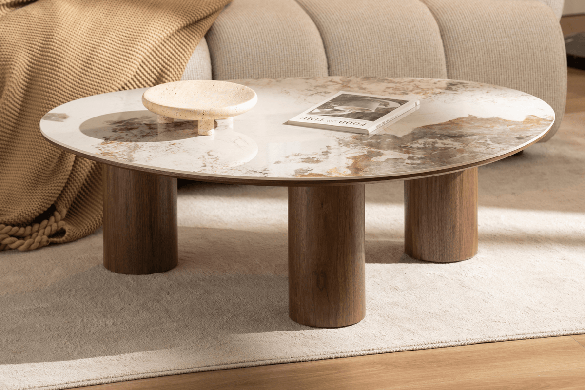 Table basse plateau céramique & pieds bois Table basse 78 Oona mobilier
