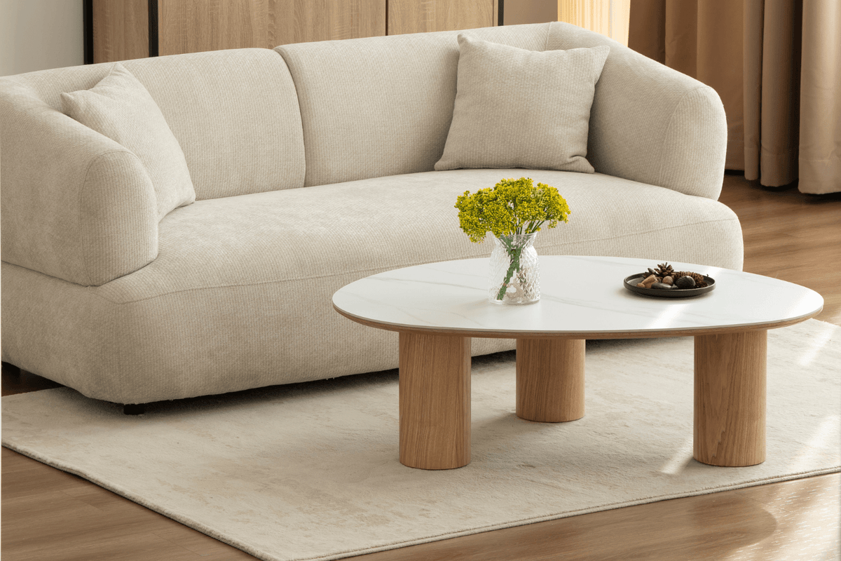 Table basse plateau céramique & pieds bois Table basse 83 Oona mobilier