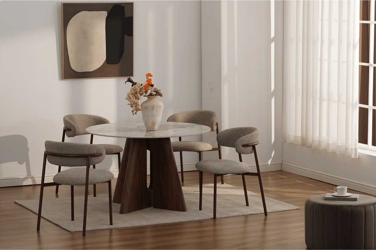 Chaise en tissu & pieds métal effet noyer Chaise 84 Oona mobilier