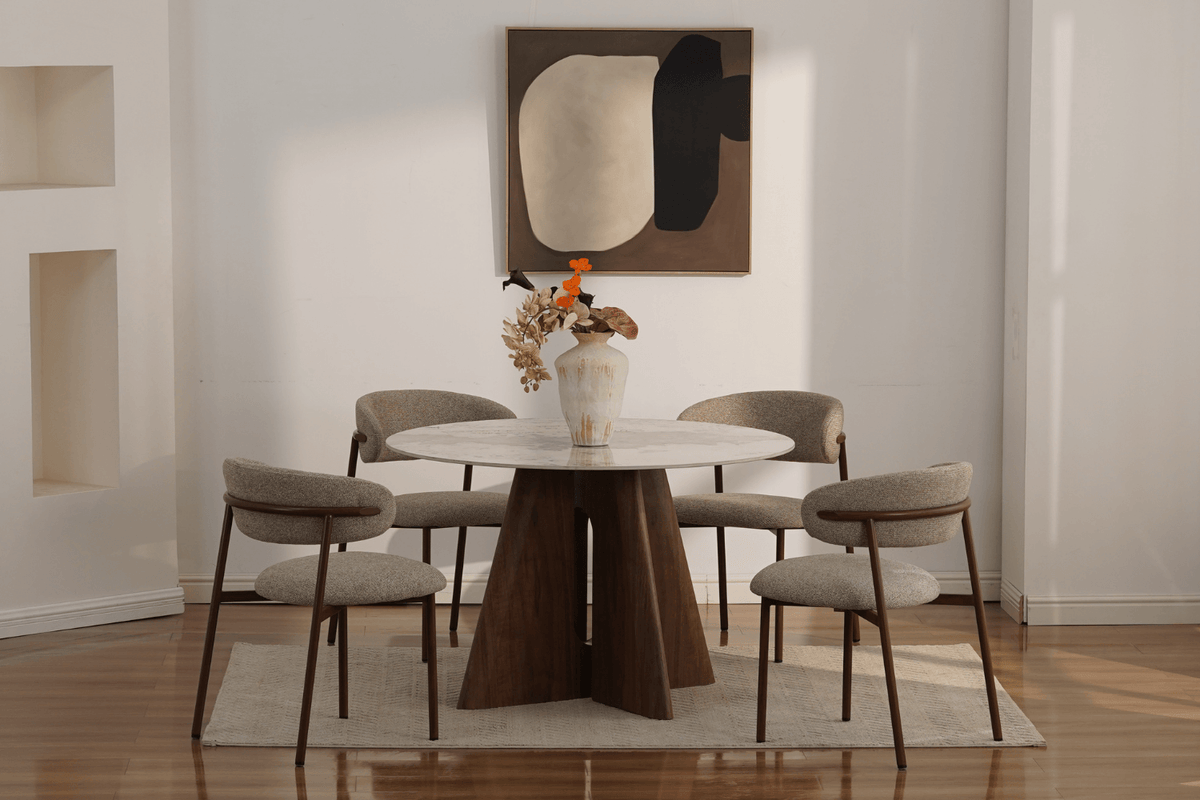 Chaise en tissu & pieds métal effet noyer Chaise 87 Oona mobilier