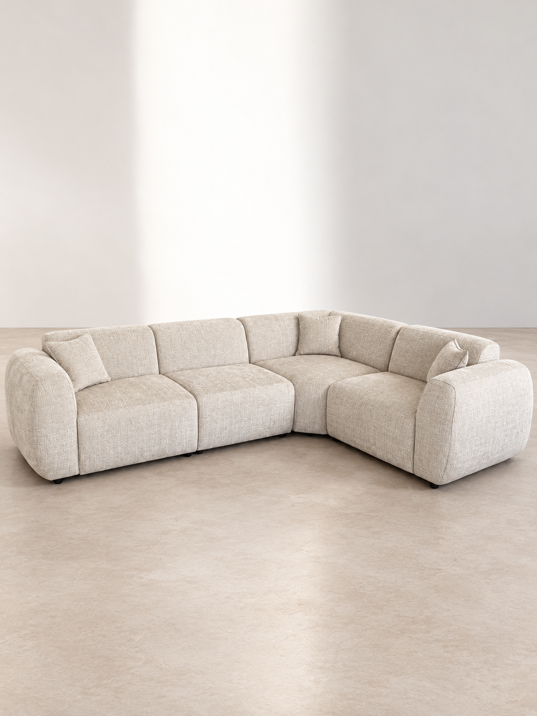Canapé d'angle DUNE – 4 places, tissu chiné beige Marbella Canapés AA66B4FD-3C8C-4AA5-9722-9B0C23334EF2 Oona Mobilier