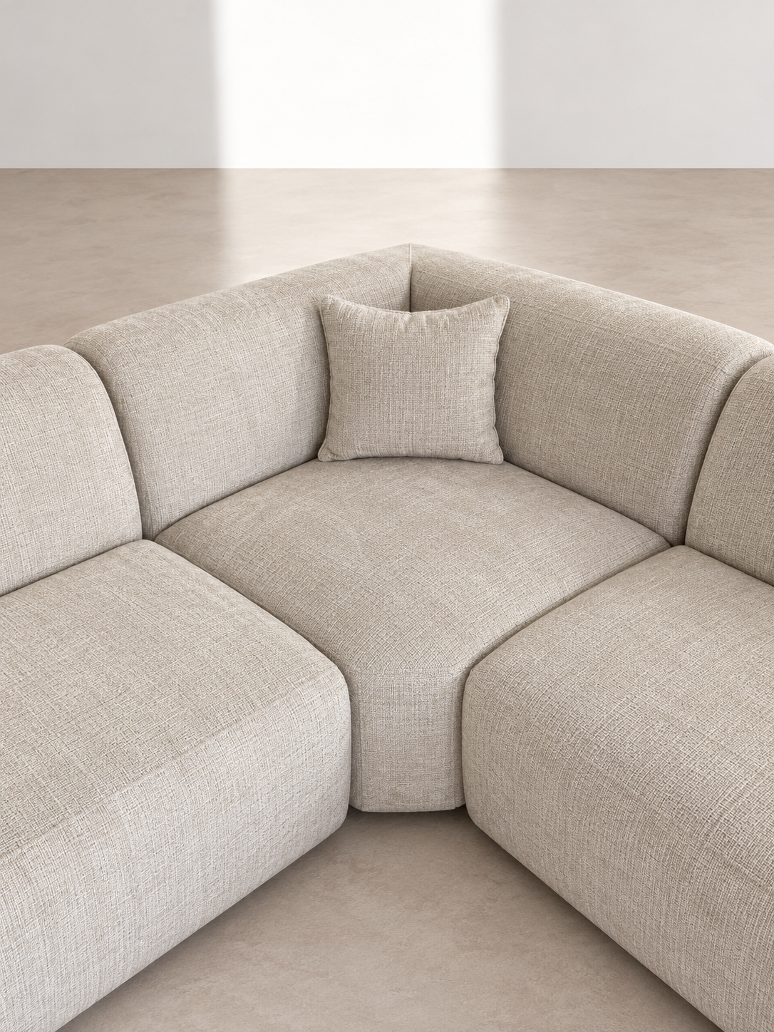 Canapé d'angle DUNE – 4 places, tissu chiné beige Marbella Canapés D715C05E-0F44-4B64-8CF7-B2CEBAF78E5B Oona Mobilier