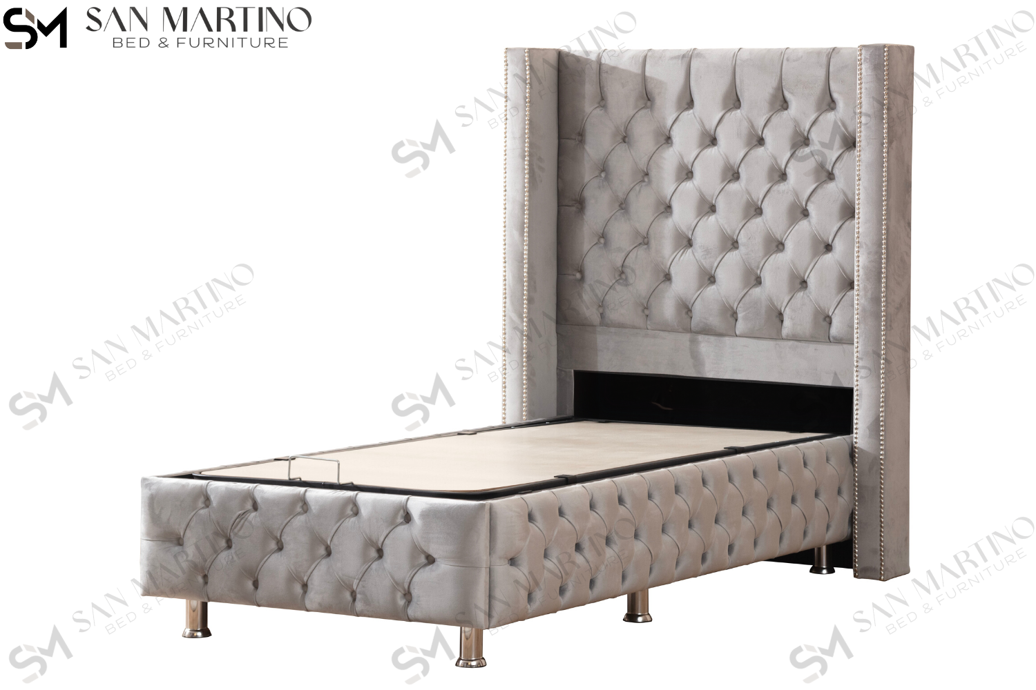 Lit coffre enfant velours gris Photoforsiteweb_e603e93c-344d-46af-8eac-cd5fc1c572e0 Oonamobilier