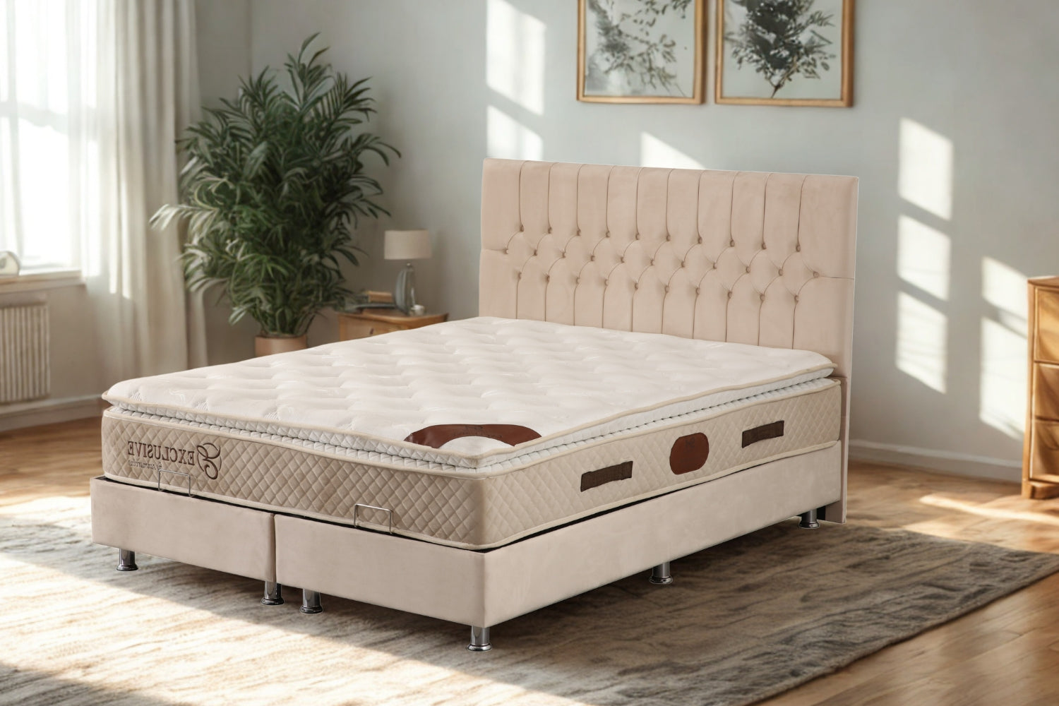 Lit coffre velours beige PhotosSITE2025_17 Oonamobilier