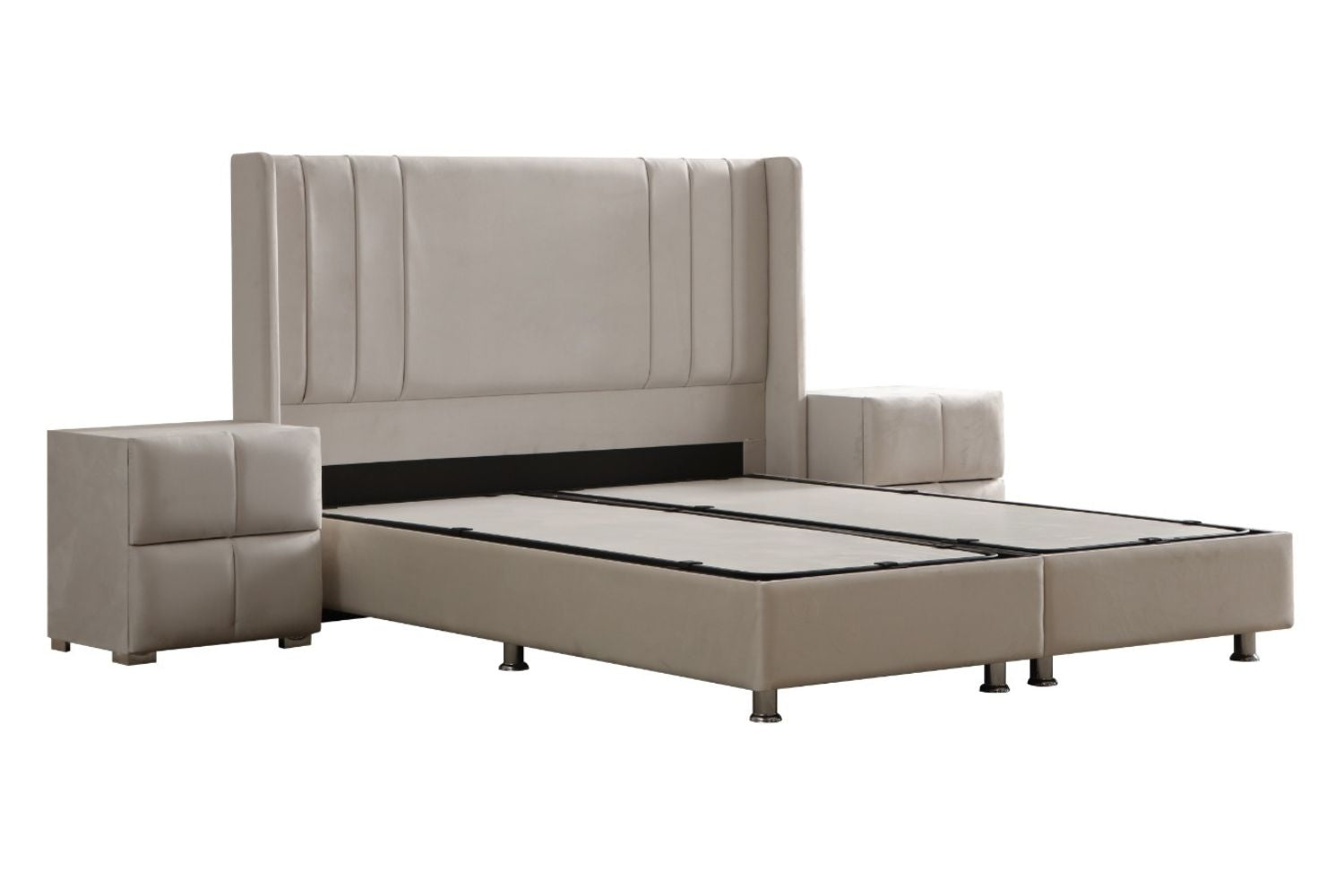 Lit coffre velours blanc cassé Photositecanapesetlits_90 Oonamobilier