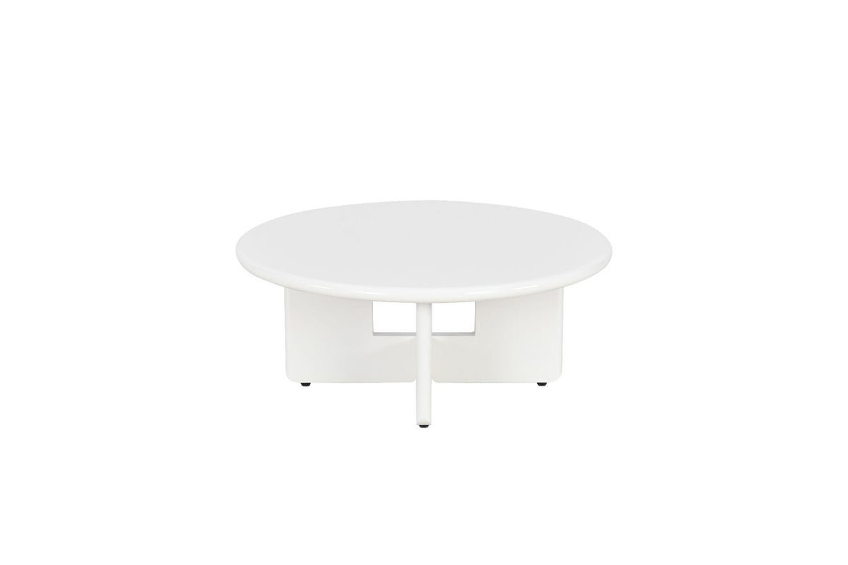 Table basse ronde MDF laqué brillant blanc ou taupe | Oona Mobilier