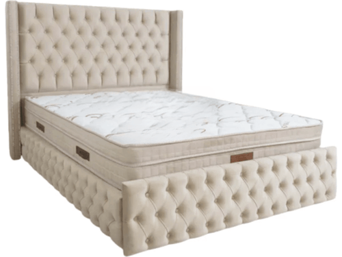 Cadre De Lit CLOUTE BEIGE - Velours capitonné cadre-de-lit-cloute-beige_3744381f-bbcb-4677-9676-9161318a80d0 Oonamobilier