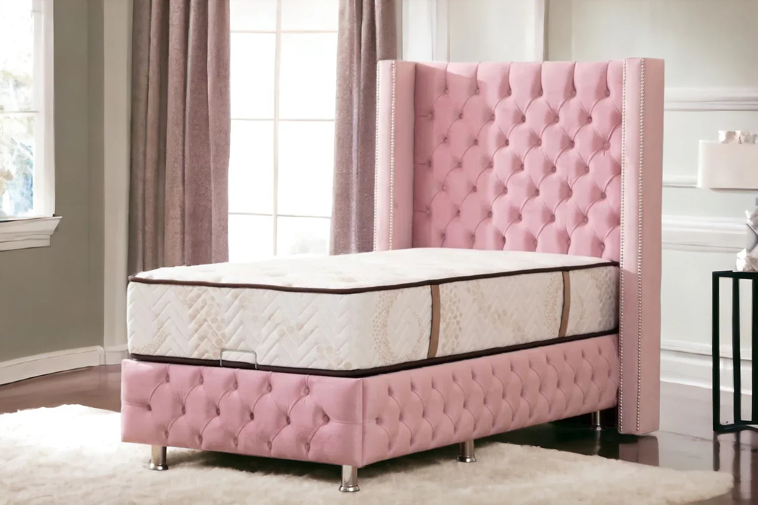 Lit coffre enfant velours rose lit-coffre-capitonne-90x190-velours Oonamobilier